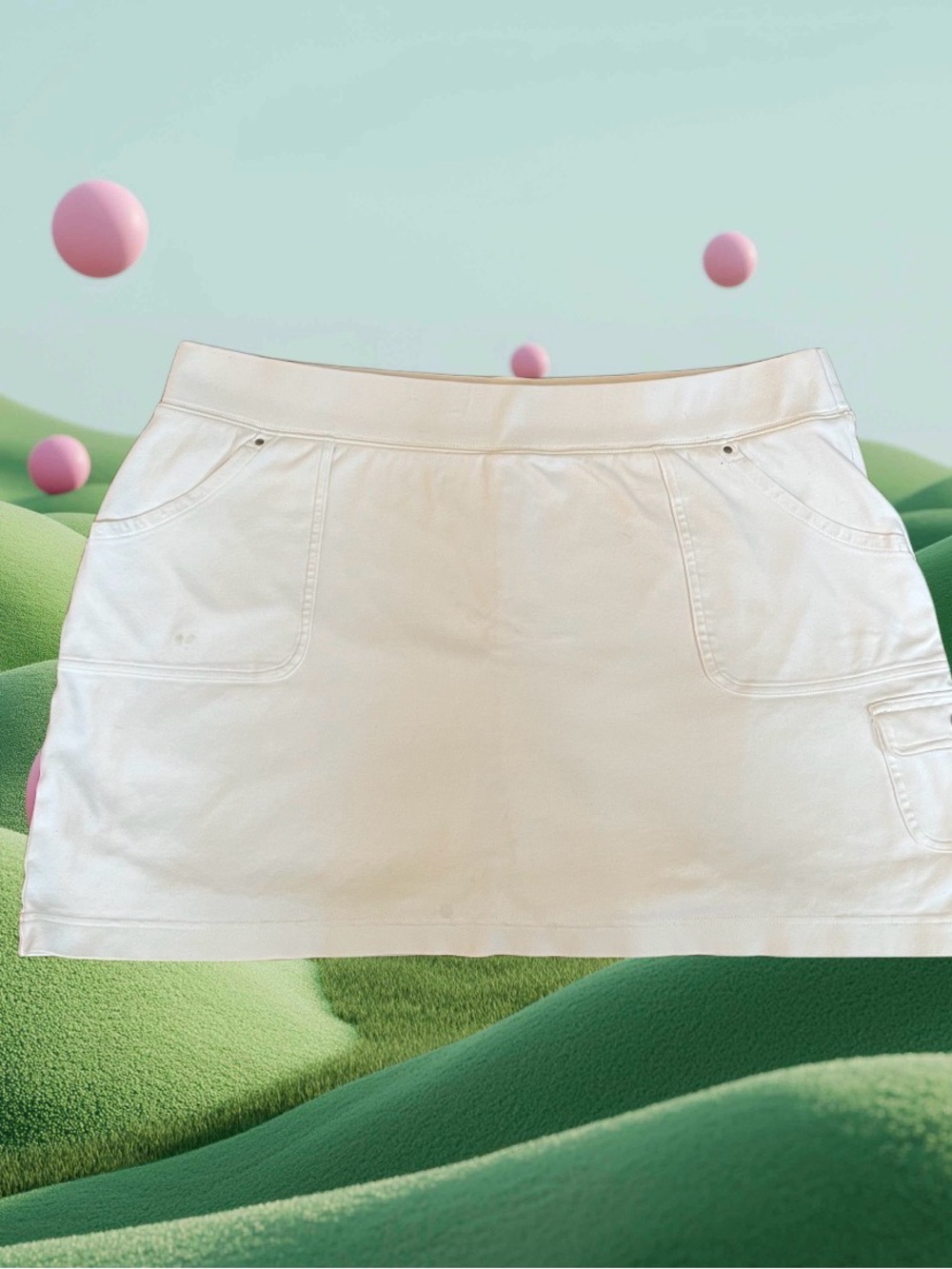 Croft & Barrow White Women’s Skort W/ Pockets & Elastic Waist 100% Cotton Sz XXL